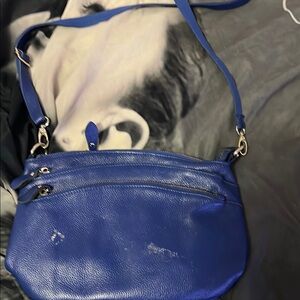 Blue Leather Shoulder Bag
